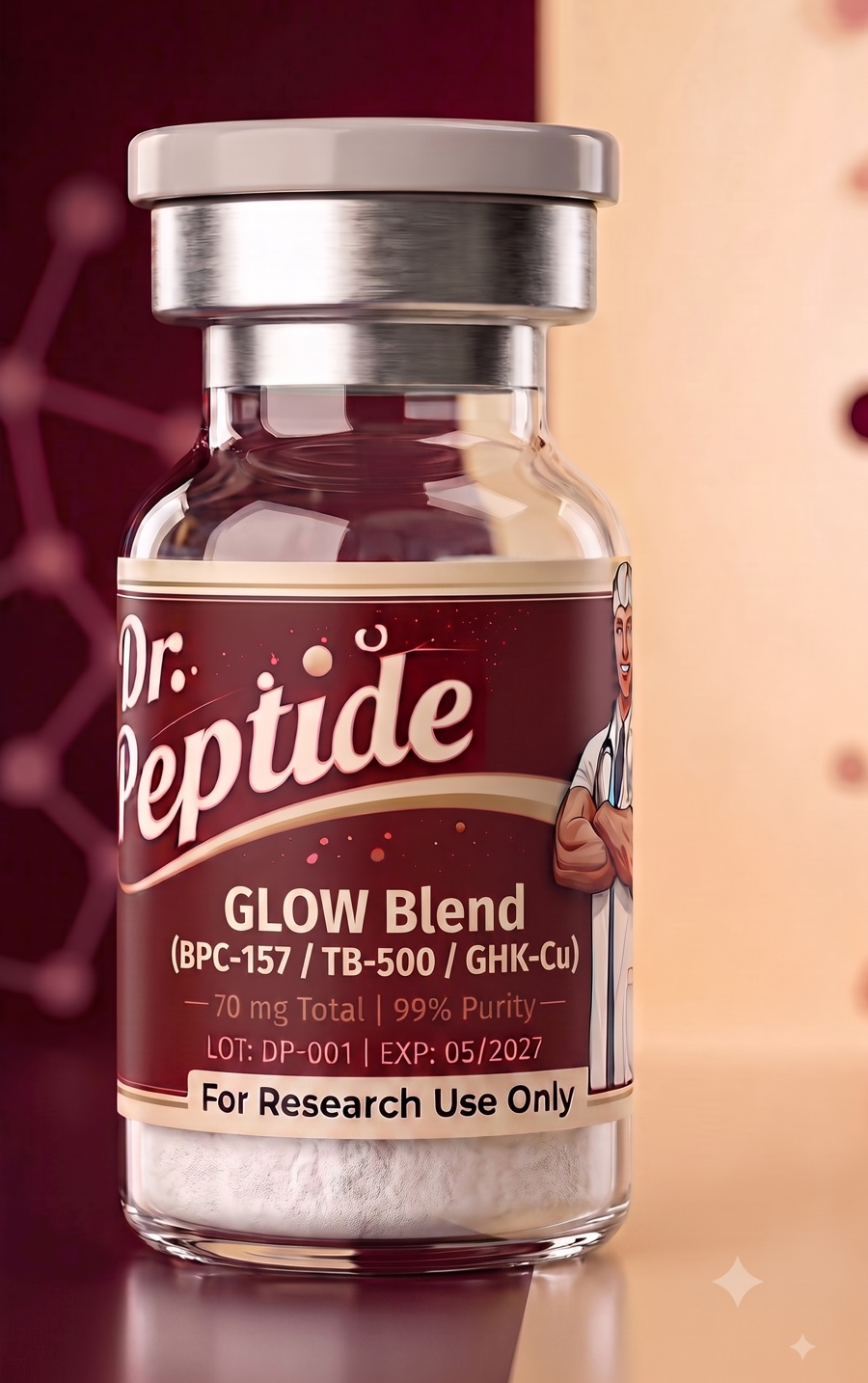 GLOW Blend: BPC-157 (10mg) / TB-500 (10mg) / GHK-Cu (50mg)