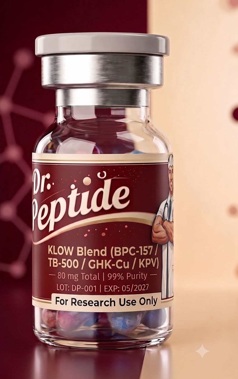 KLOW Blend: BPC-157 (10mg) / TB-500 (10mg) / GHK-Cu (50mg) / KPV (10mg)